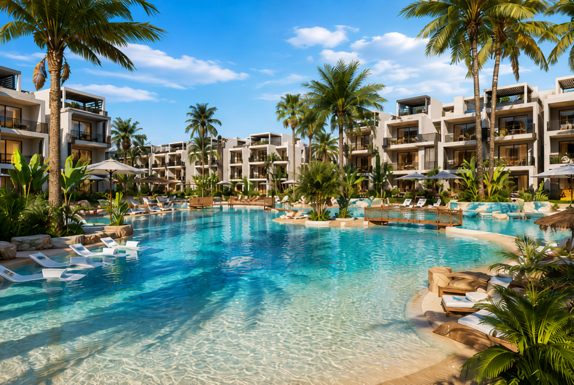 ONE7 Residence Hurghada crystal lagoon and landscaped residences