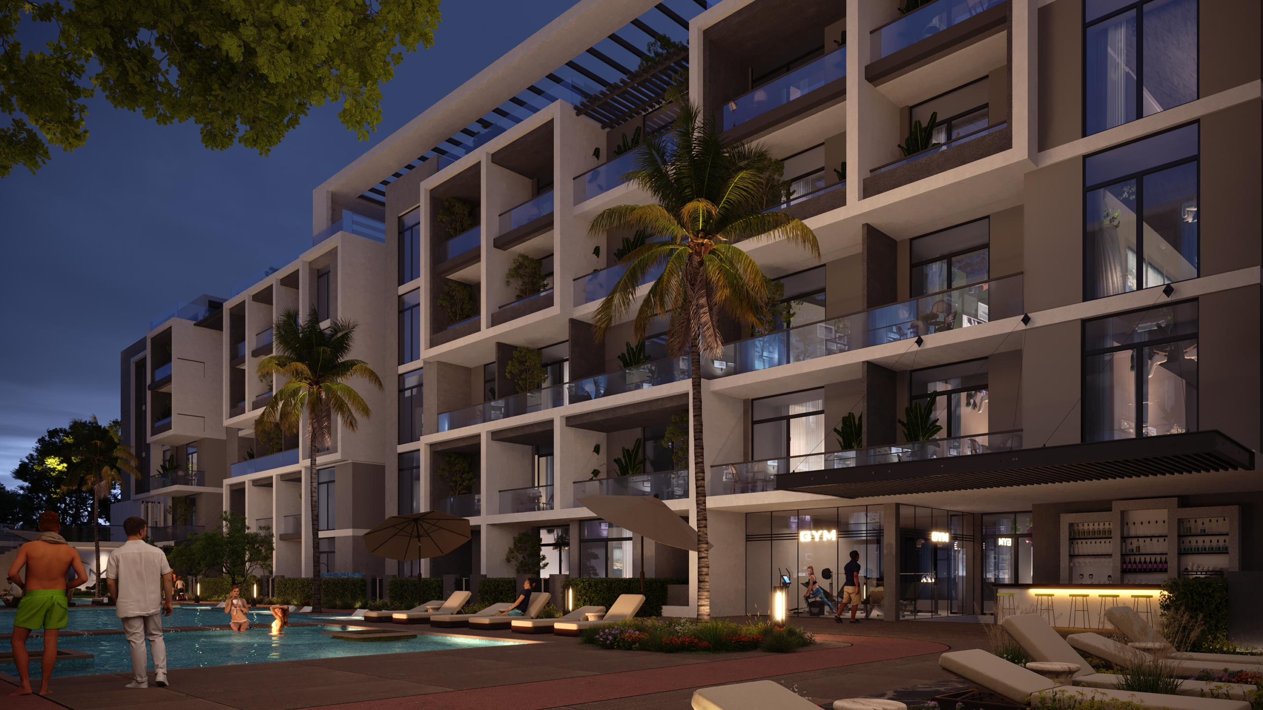 CLAN Residents — Evening poolside residences