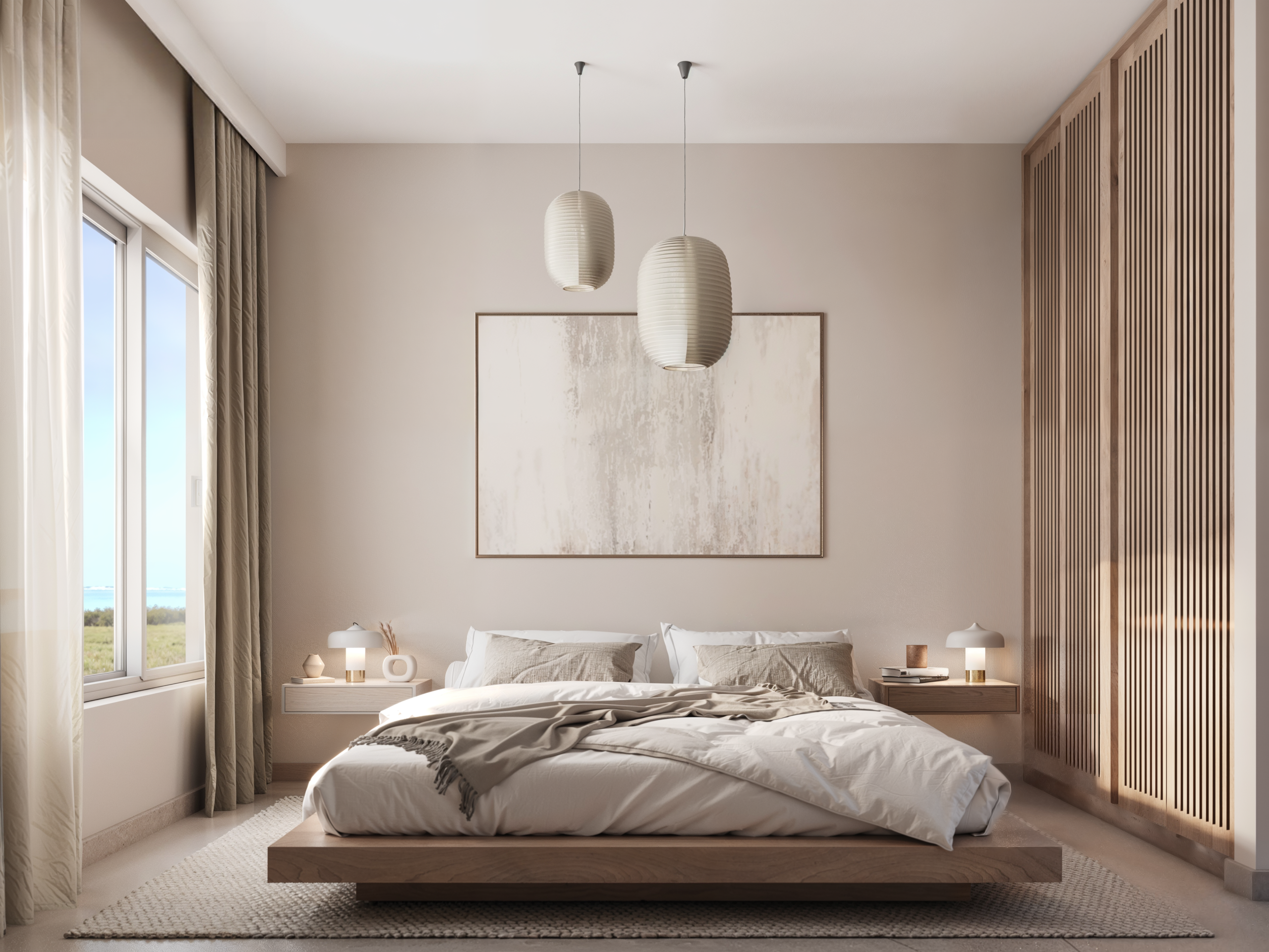 Fully finished bedroom in Sahl Hasheesh Fully finished bedroom in a modern Sahl Hasheesh apartment
