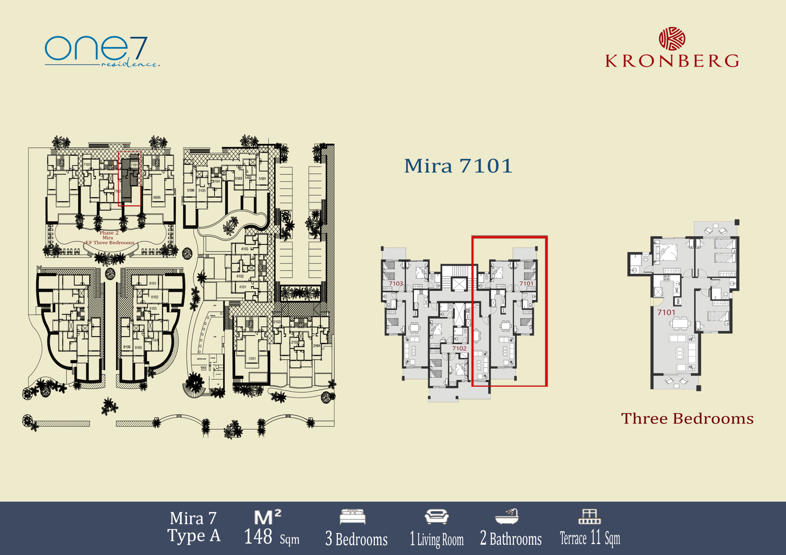 ONE7 unit 7101 supplied floor plan