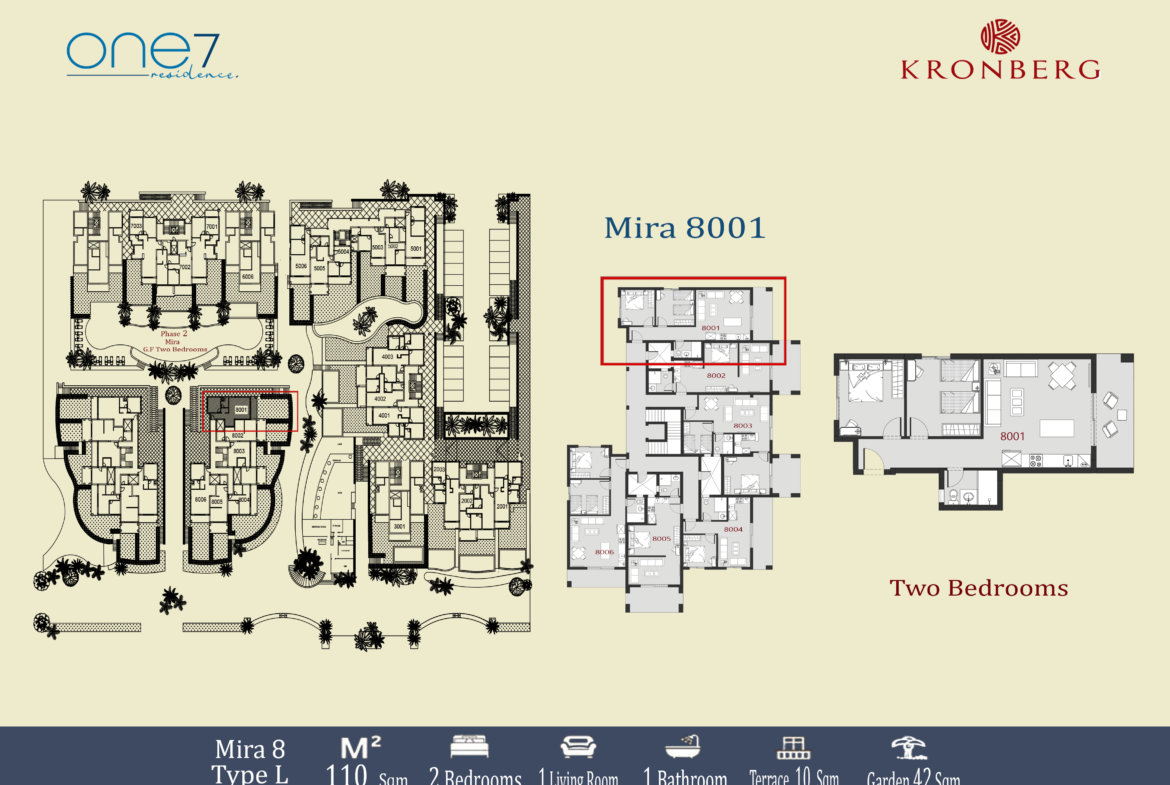 ONE7 unit 8001 supplied floor plan and position