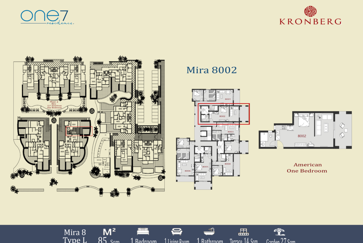 ONE7 unit 8002 supplied floor plan and position