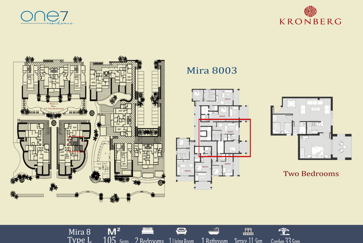 ONE7 unit 8003 supplied floor plan and position