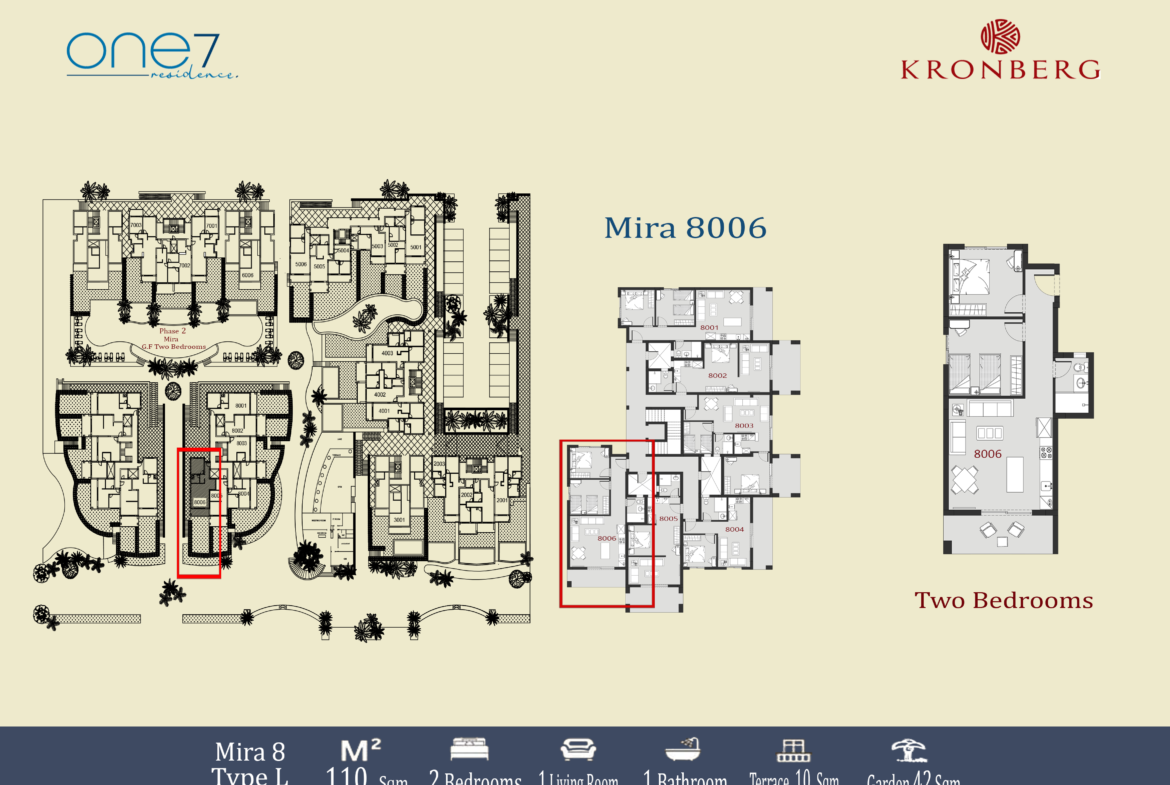 ONE7 unit 8006 supplied floor plan and position